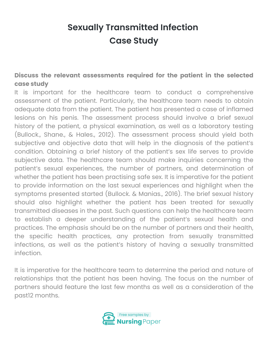 Sexually Transmitted Infection Case Study [2247 Words] | Nursing Paper