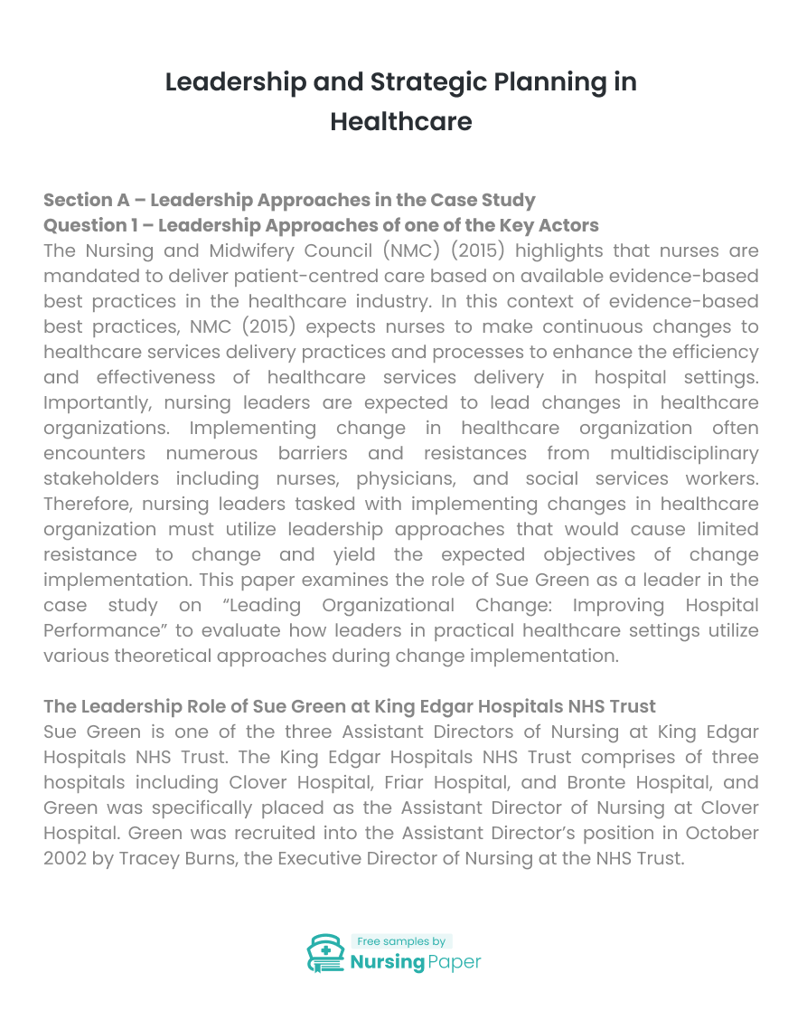 leadership and management in healthcare essay