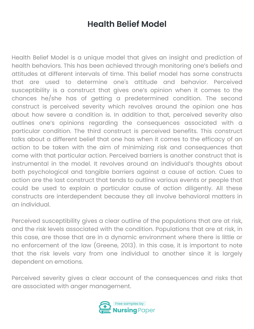 health belief model nursing essay