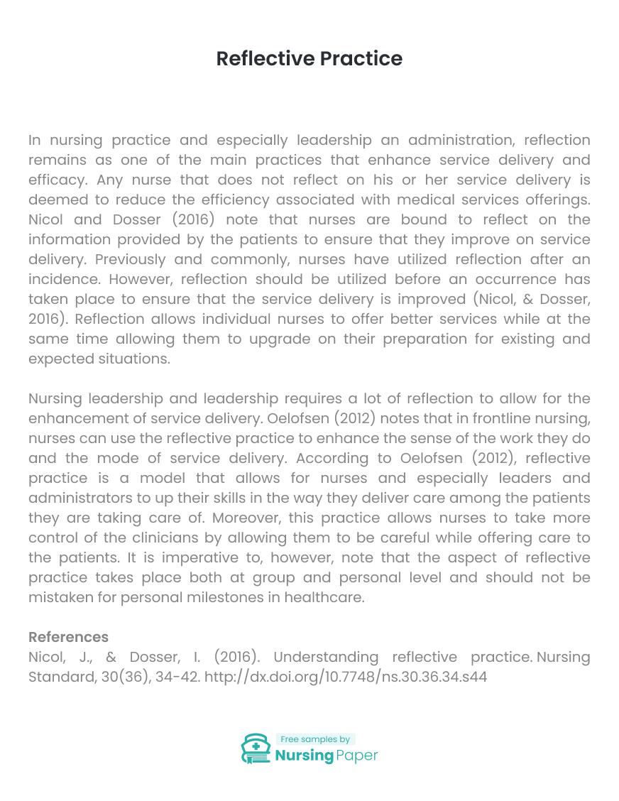 nursing and reflective practice essay