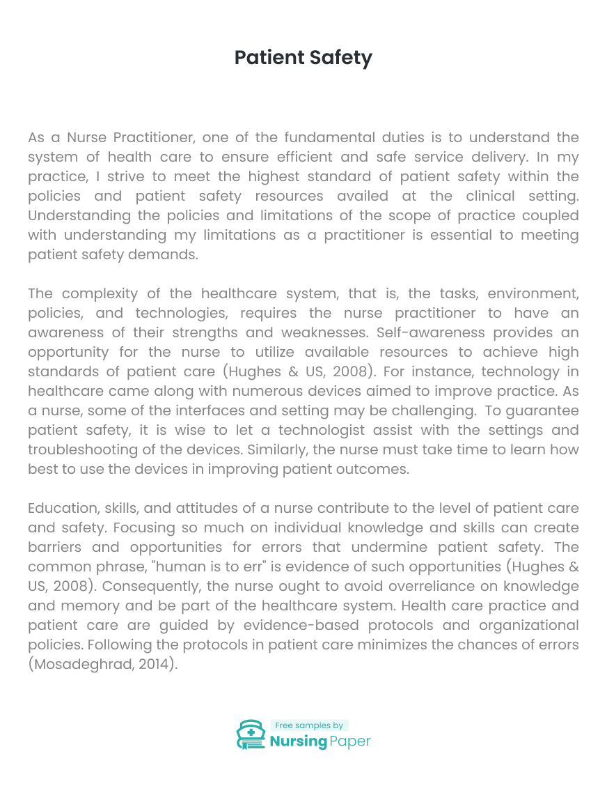 essay about patient safety