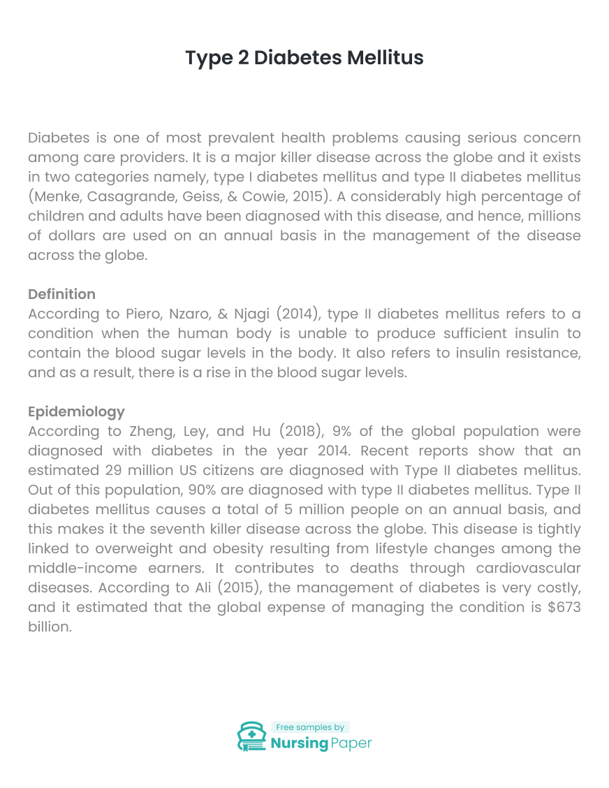 Type 20 Diabetes Mellitus Essay [20 words]   Nursing Paper