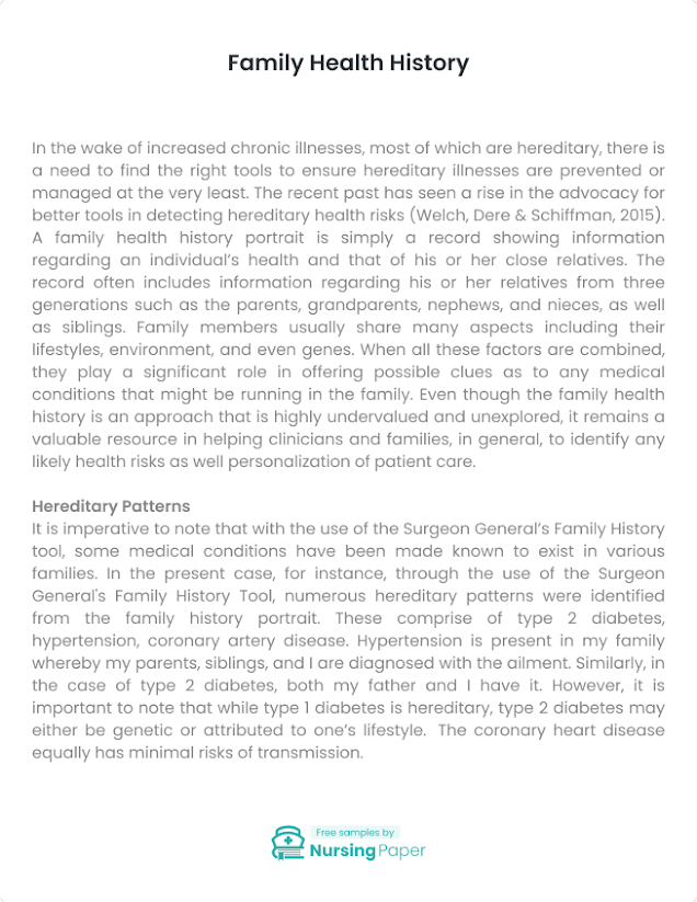 family medical history essay examples