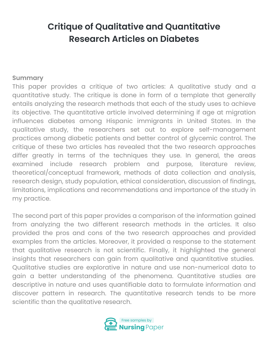 qualitative nursing research articles on diabetes