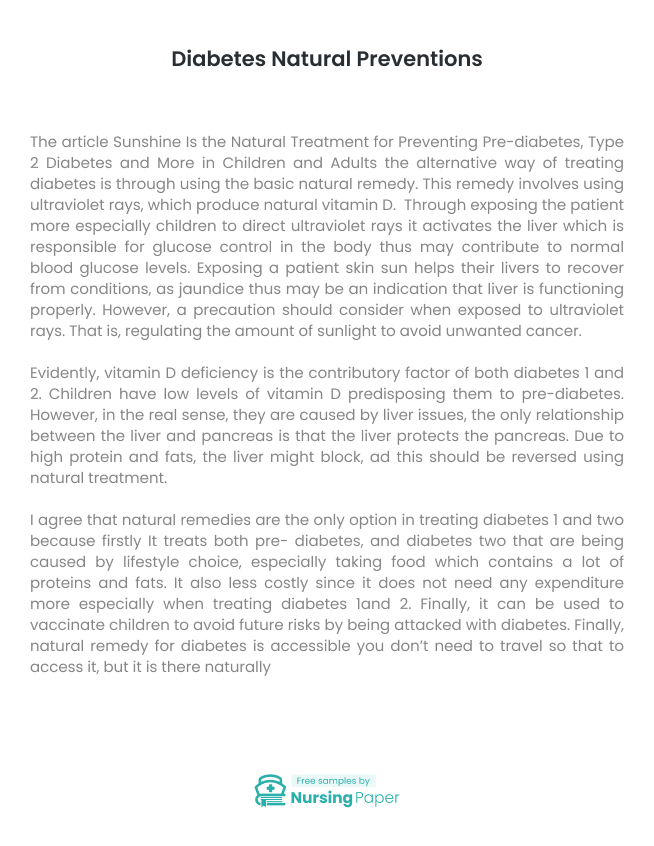 diabetes essay examples