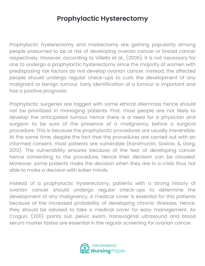 nursing case study hysterectomy