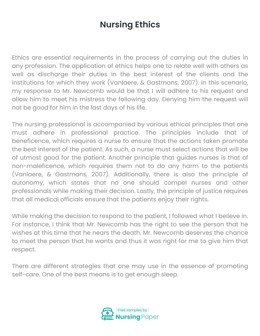 nursing ethics essay